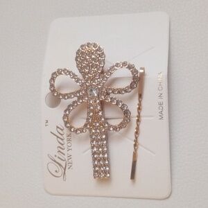 Gold Hair Clip with Rhinestones